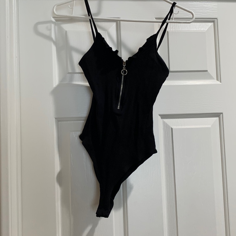 Papermoon , bodysuit with silver zipper & snap buttons